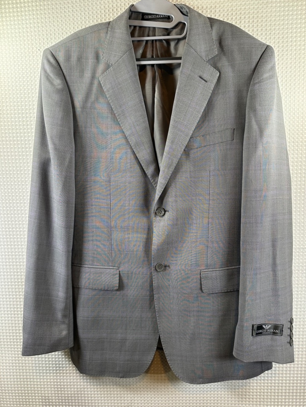 Giorgio Armani  LeCollezioni Grey Plaid Two-Button Suit Jacket Blazer